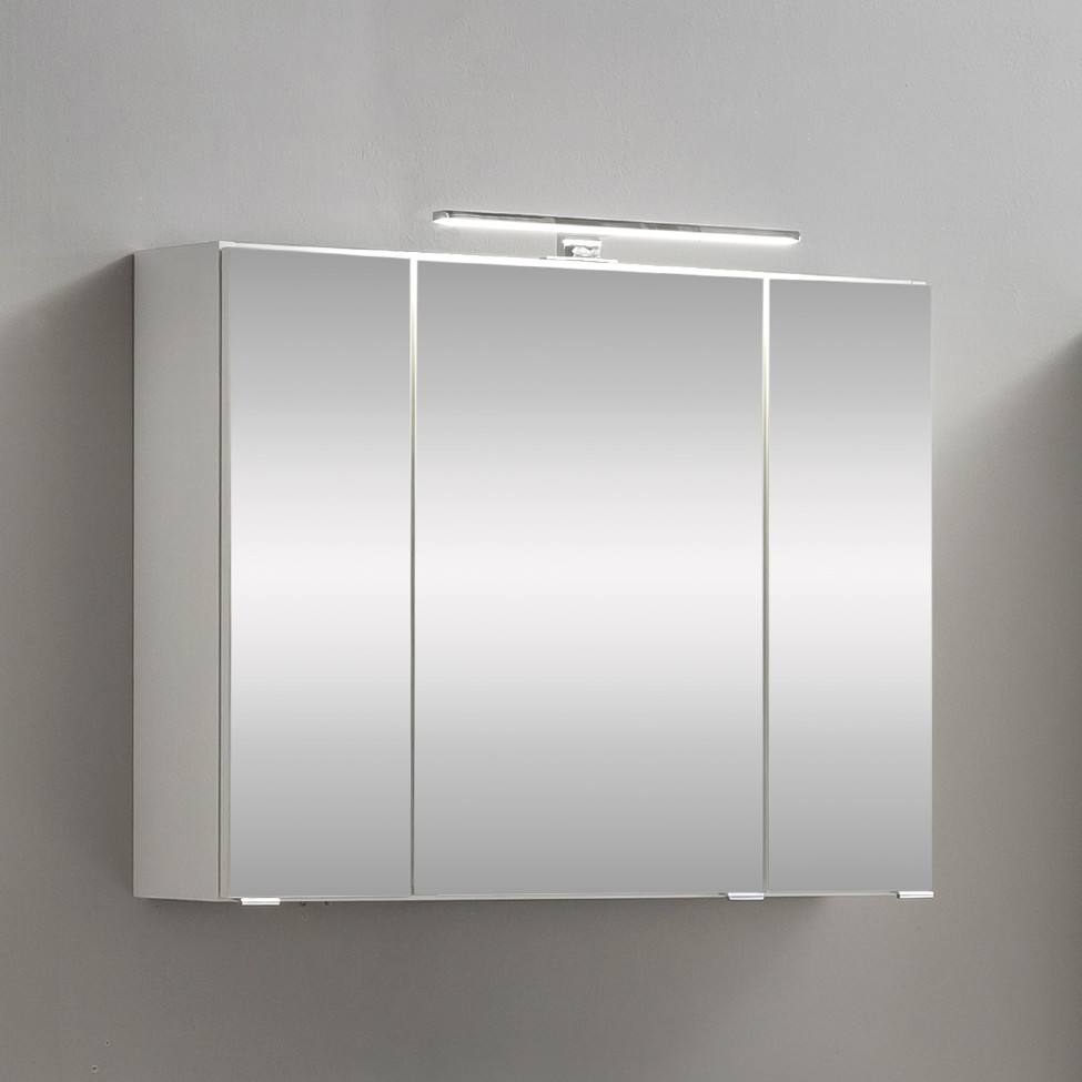 Armoire de toilette Kornel 80cm 3 portes & éclairage LED - blanc