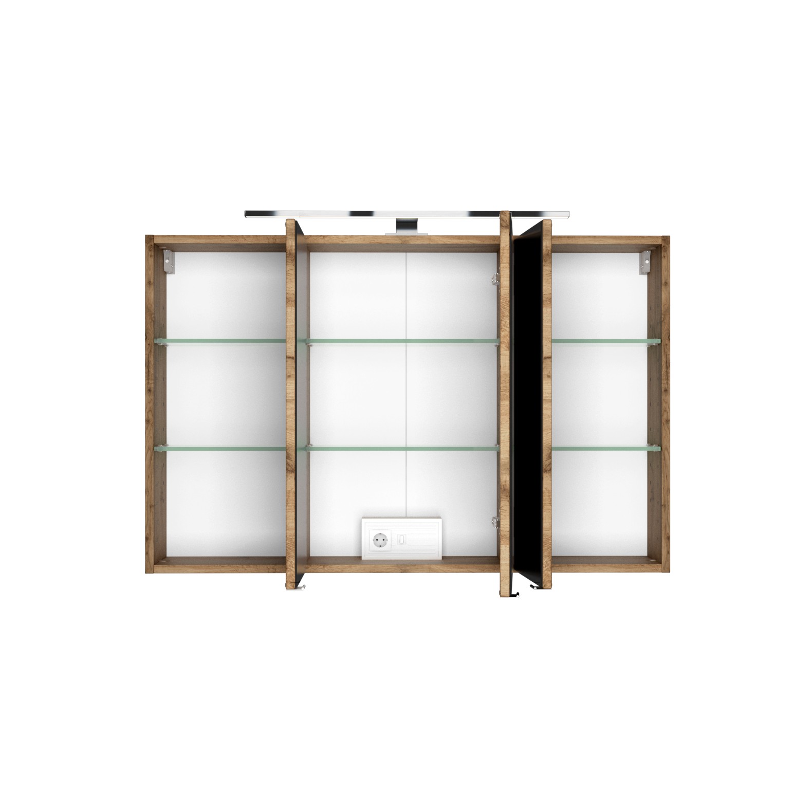 Armoire de toilette Luna 100cm avec 3 portes et éclairage LED - chêne - Image 12