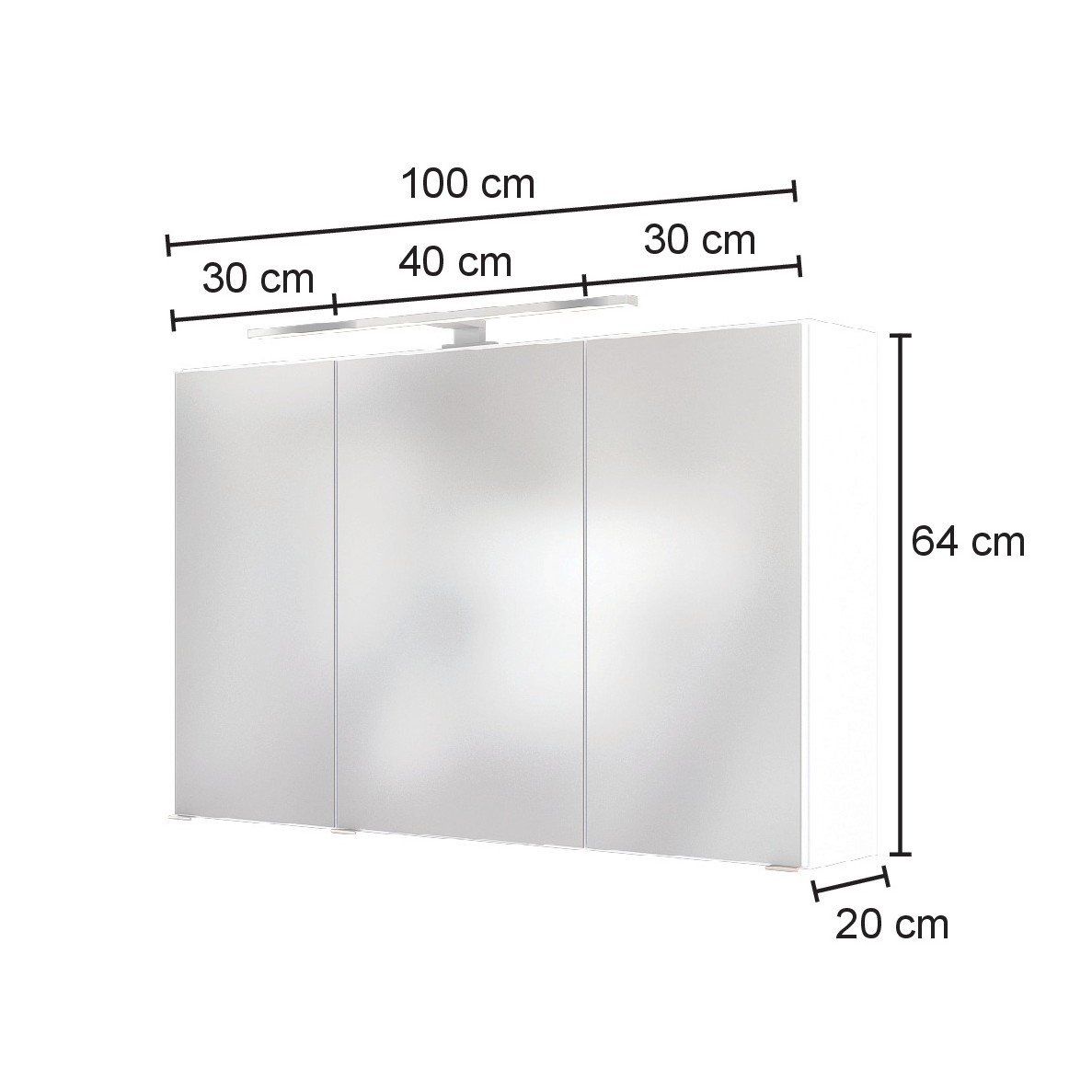 Armoire de toilette Luna 100cm avec 3 portes et éclairage LED - chêne - Image 7
