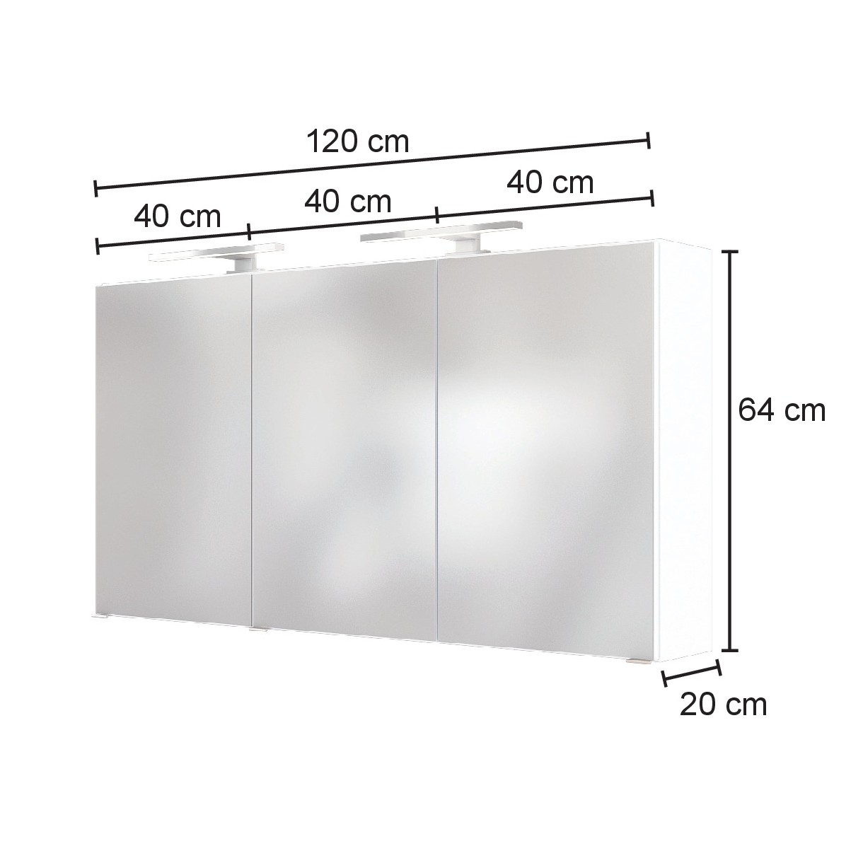 Armoire de toilette Luna avec éclairage 120cm, 3 portes - décor en chêne - Image 8