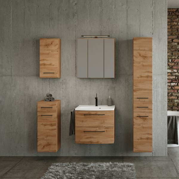 Armoire de toilette Malvo 60cm 3 portes avec éclairage - chêne - Image 3