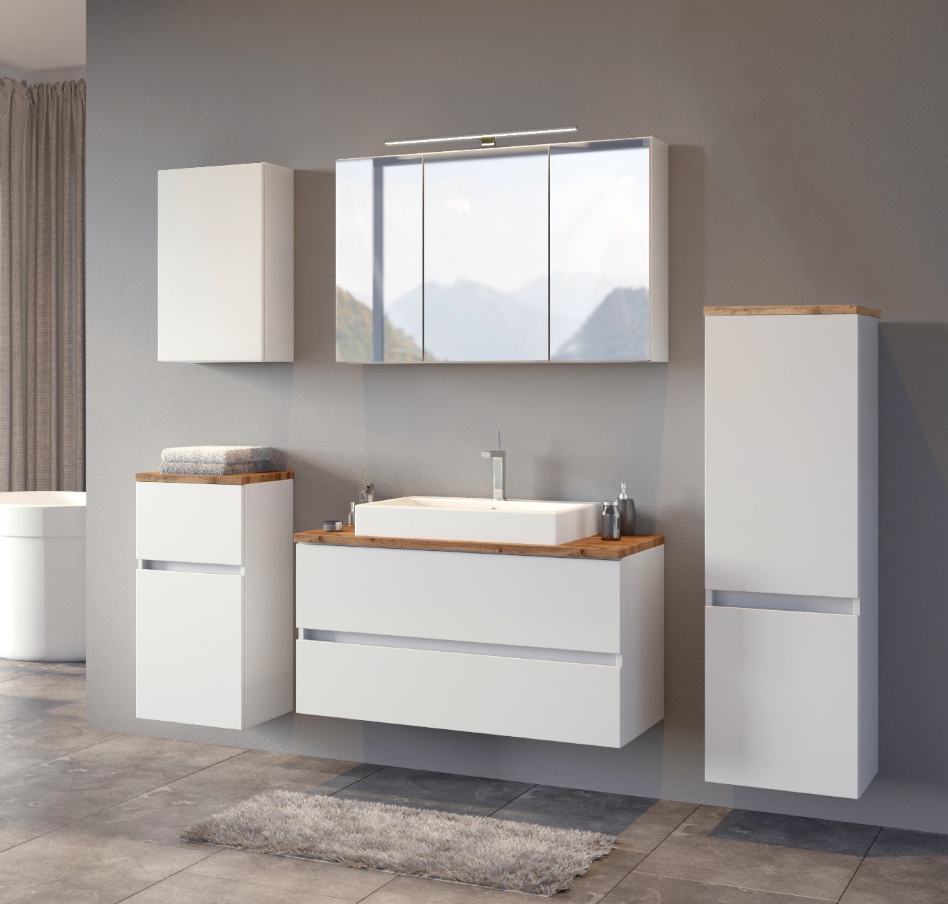 Armoire de toilette Pisca 100cm 3 portes - blanc - Image 9