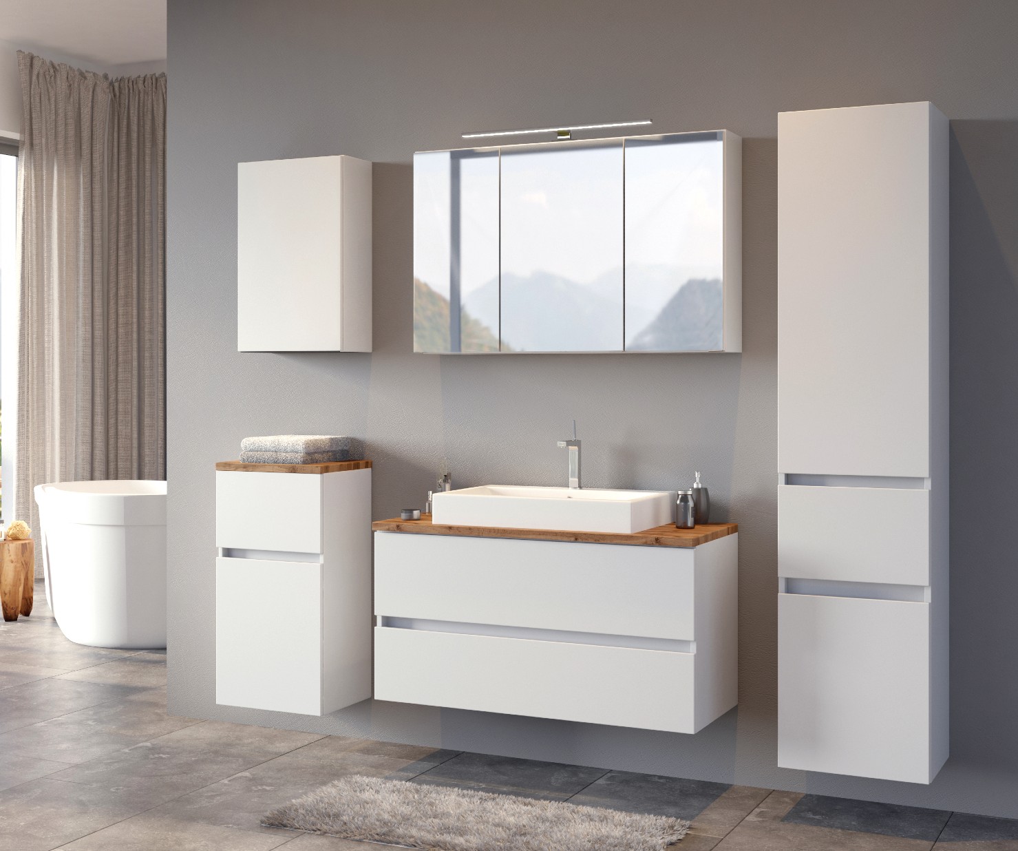 Armoire de toilette Pisca 100cm 3 portes - blanc - Image 10