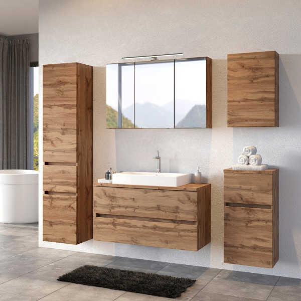 Armoire de toilette Pisca 100cm 3 portes - chêne - Image 5