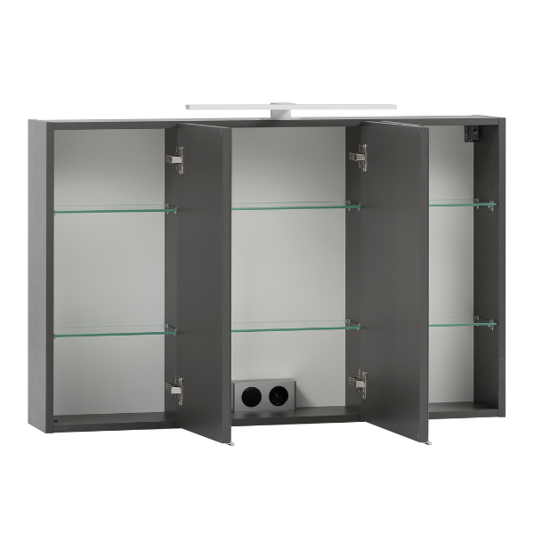 Armoire de toilette Vikas 100cm 3 portes avec éclairage - anthracite - Image 11