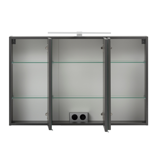 Armoire de toilette Vikas 100cm 3 portes avec éclairage - anthracite - Image 12