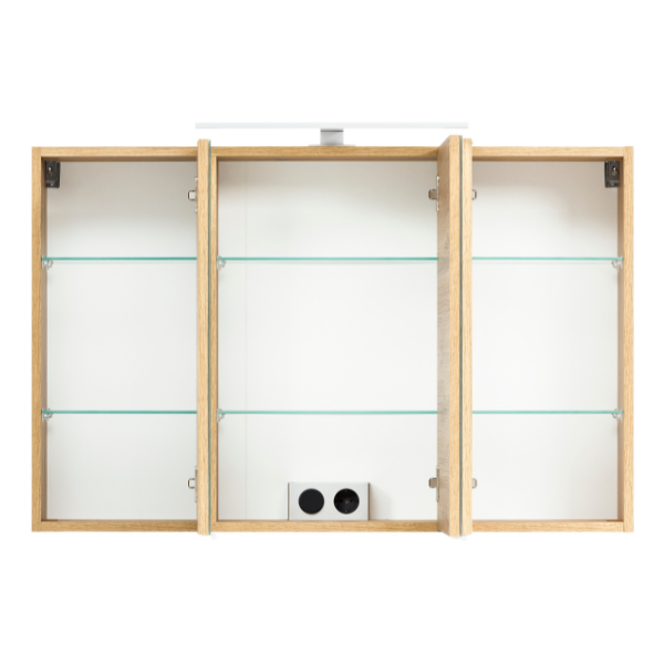 Armoire de toilette Vikas 100cm 3 portes avec éclairage - chêne - Image 12