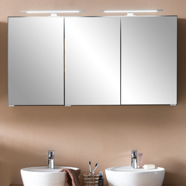 Armoire de toilette Vikas 120cm 3 portes avec éclairage - anthracite