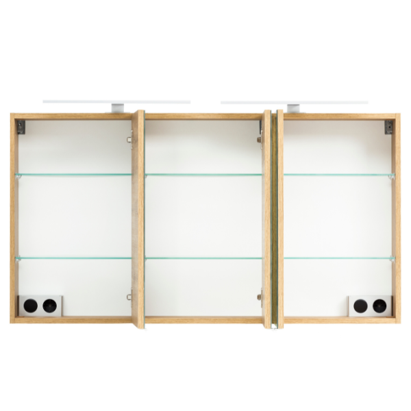 Armoire de toilette Vikas 120cm 3 portes avec éclairage - chêne - Image 11