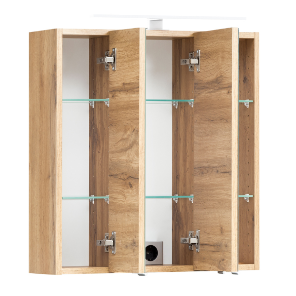 Armoire de toilette Vikas 60cm 3 portes avec éclairage - chêne - Image 9