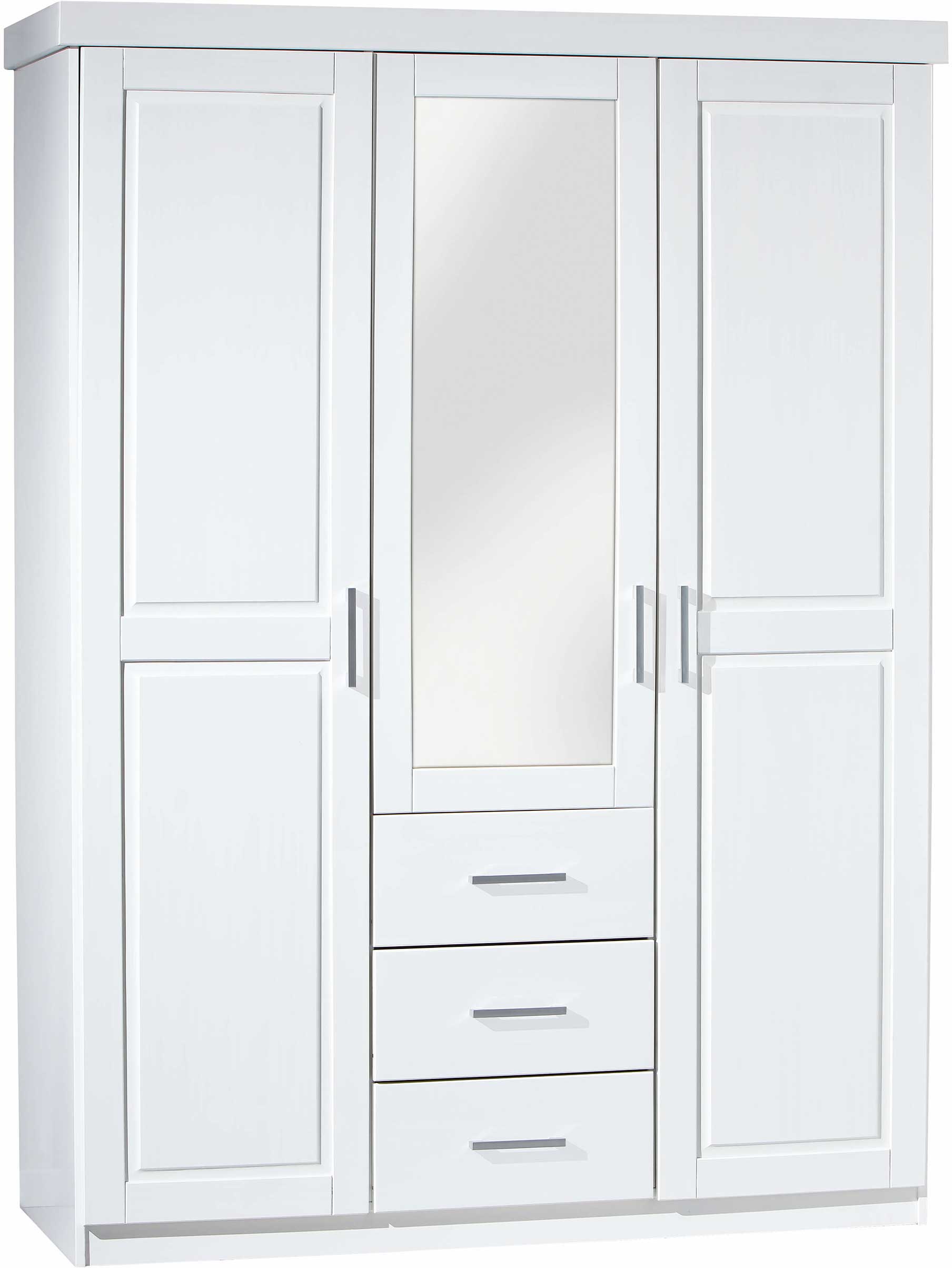 Armoire Geraldo 140cm avec 3 portes & miroir - blanc - Image 2