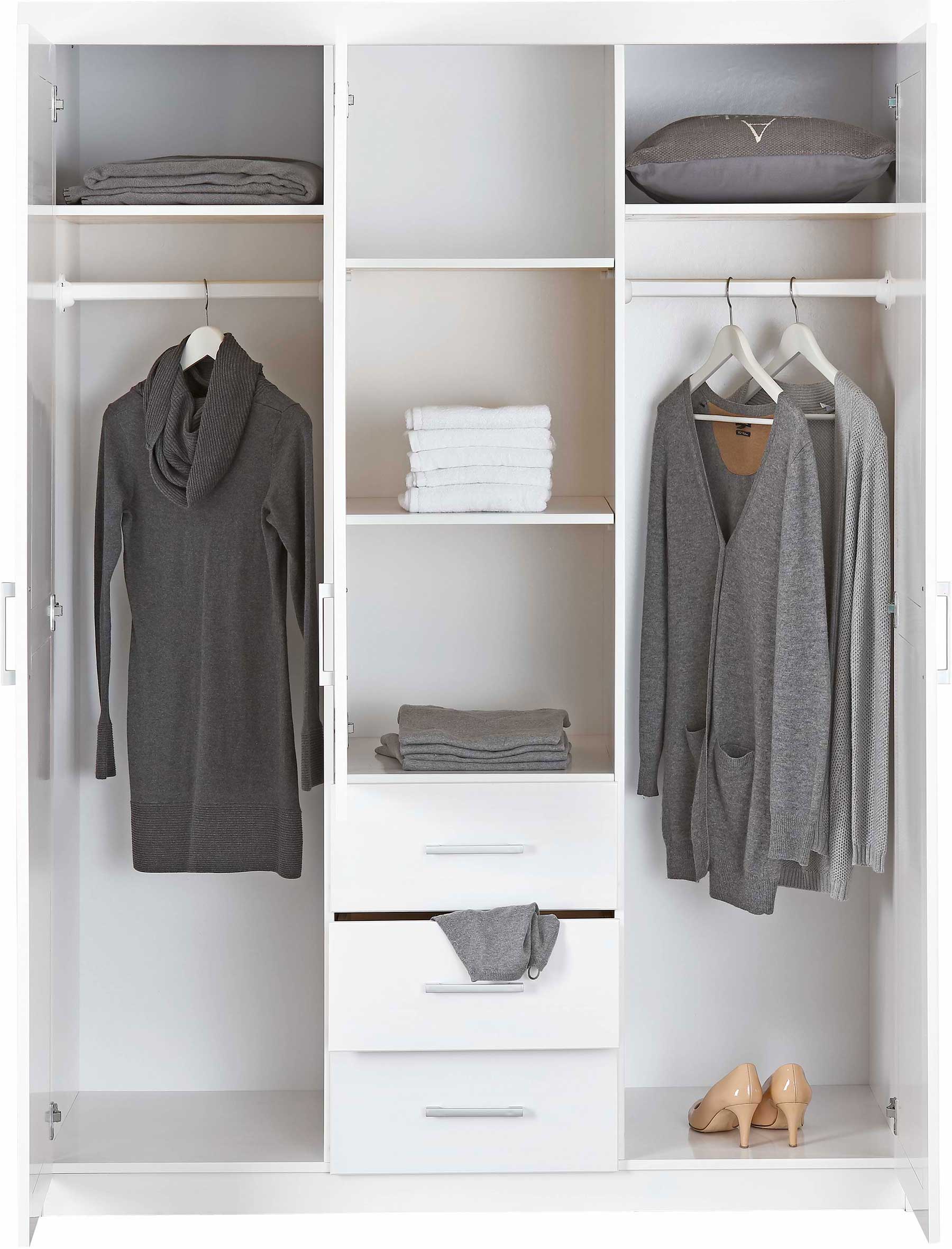 Armoire Geraldo 140cm avec 3 portes & miroir - blanc - Image 3