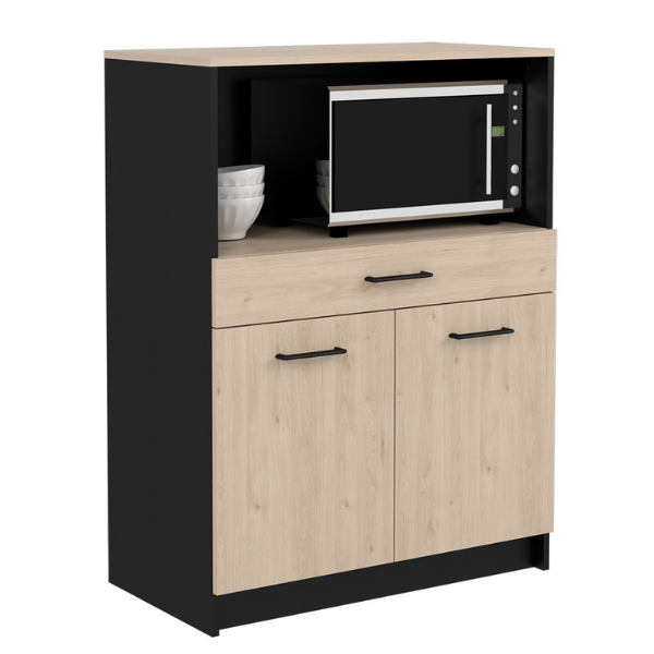 Armoire Item 80x43x107cm 2 portes &1 tiroir - chêne/noir - Image 1