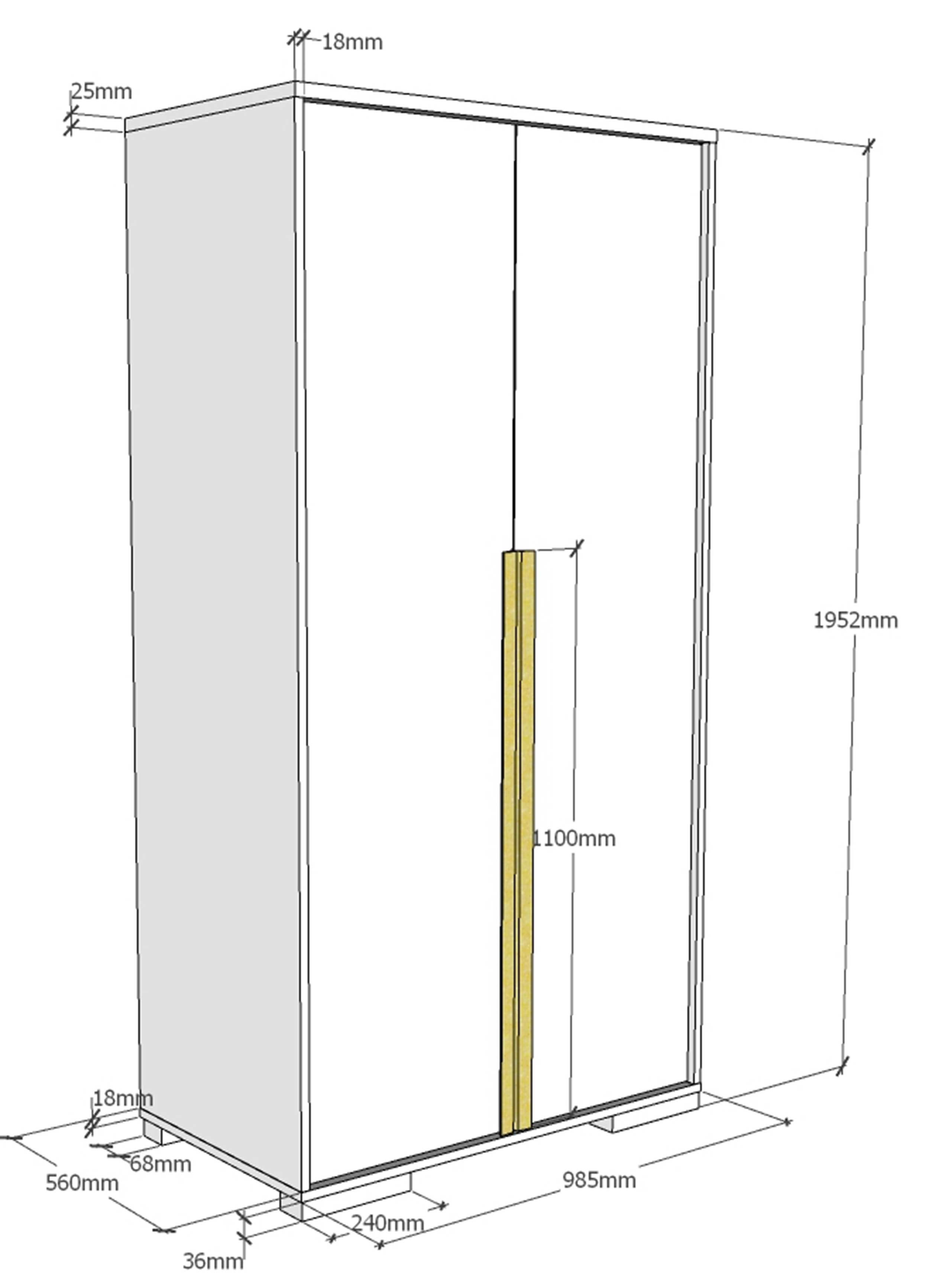 Armoire London 98cm avec 2 portes - anthracite - Image 4