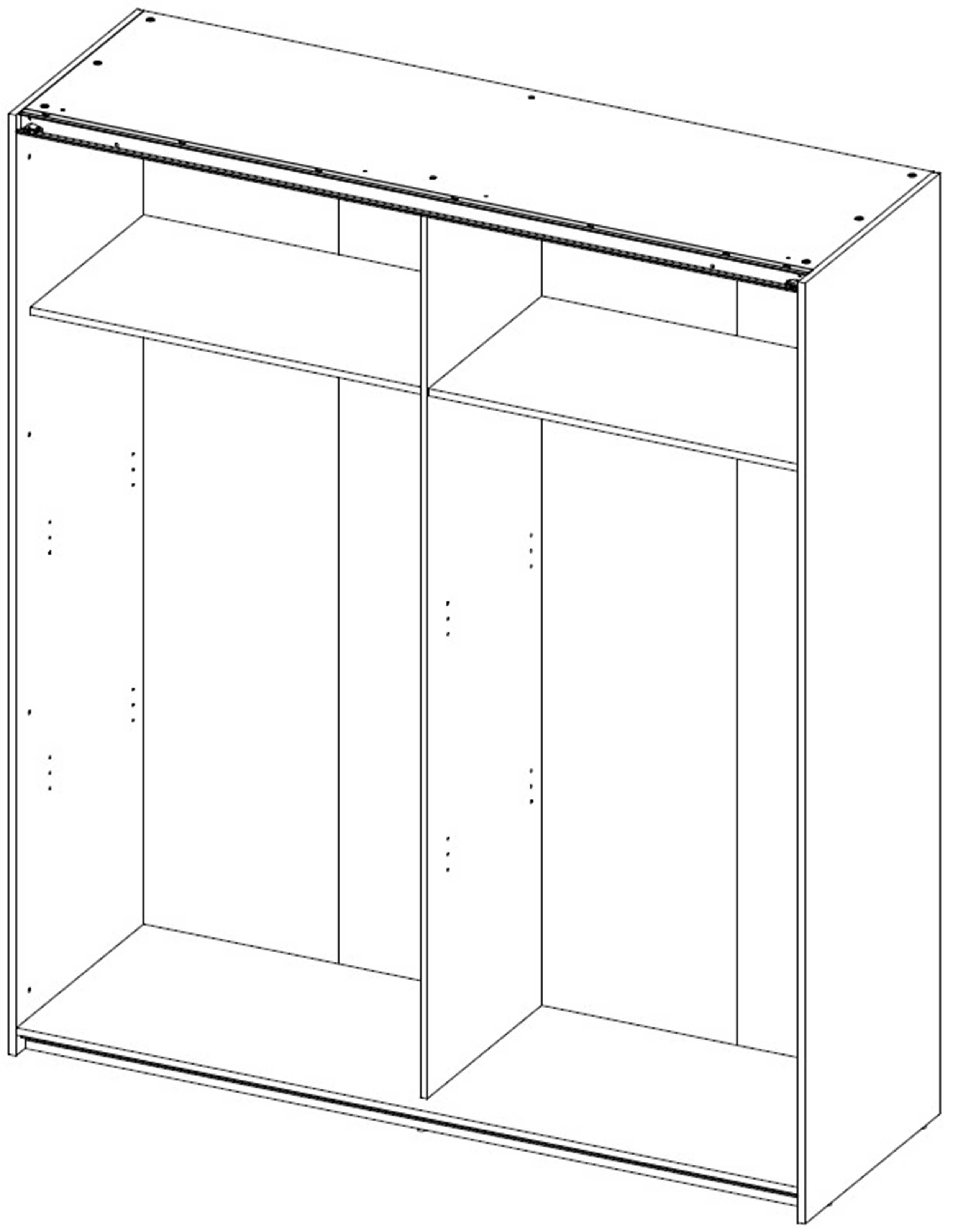 Armoire Moleskin 170cm avec 2 portes coulissantes - anthracite/ancien style