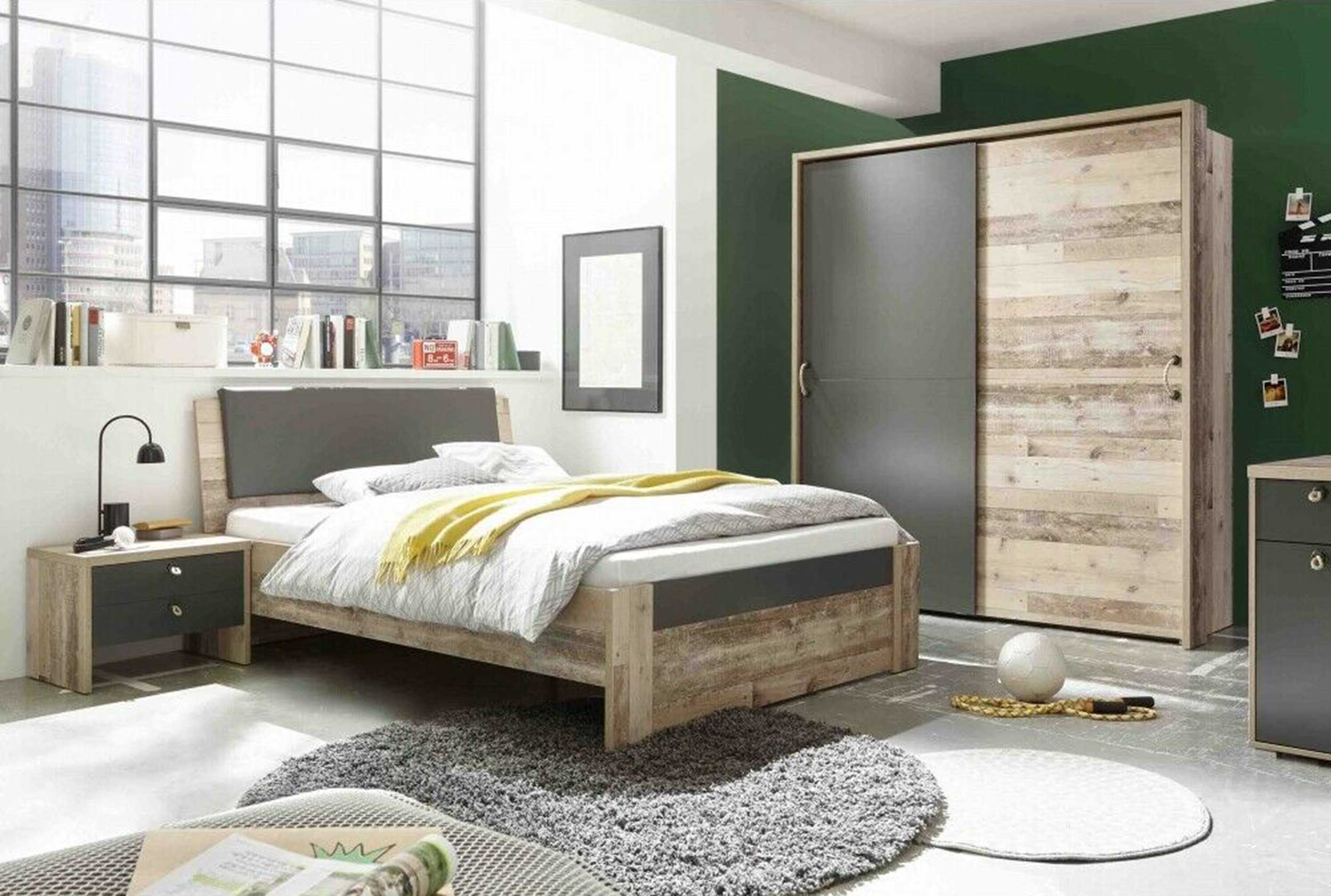 Armoire Moleskin 170cm avec 2 portes coulissantes - anthracite/ancien style - Image 2