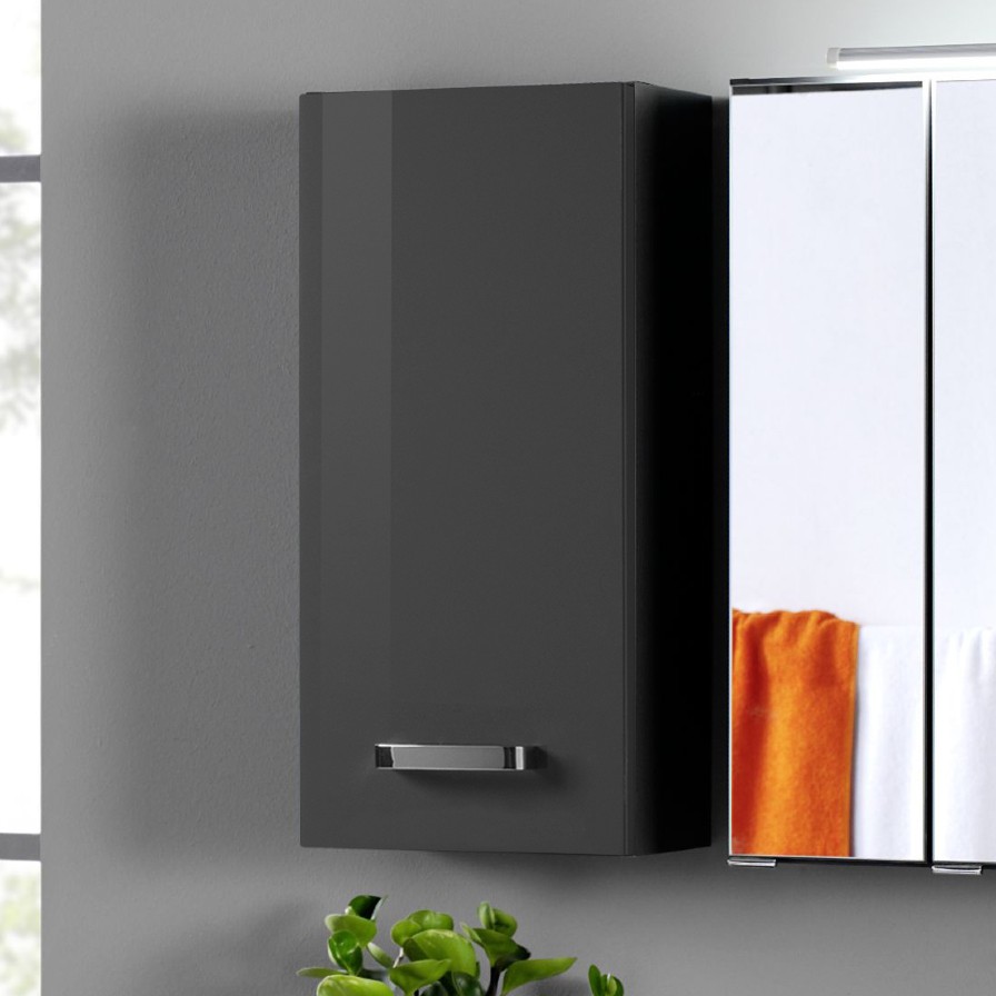 Armoire murale Bobbi 30cm 1 porte - graphite/gris brillant