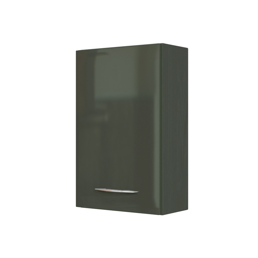 Armoire murale Florent 40cm 1 porte - graphite/gris brillant - Image 3