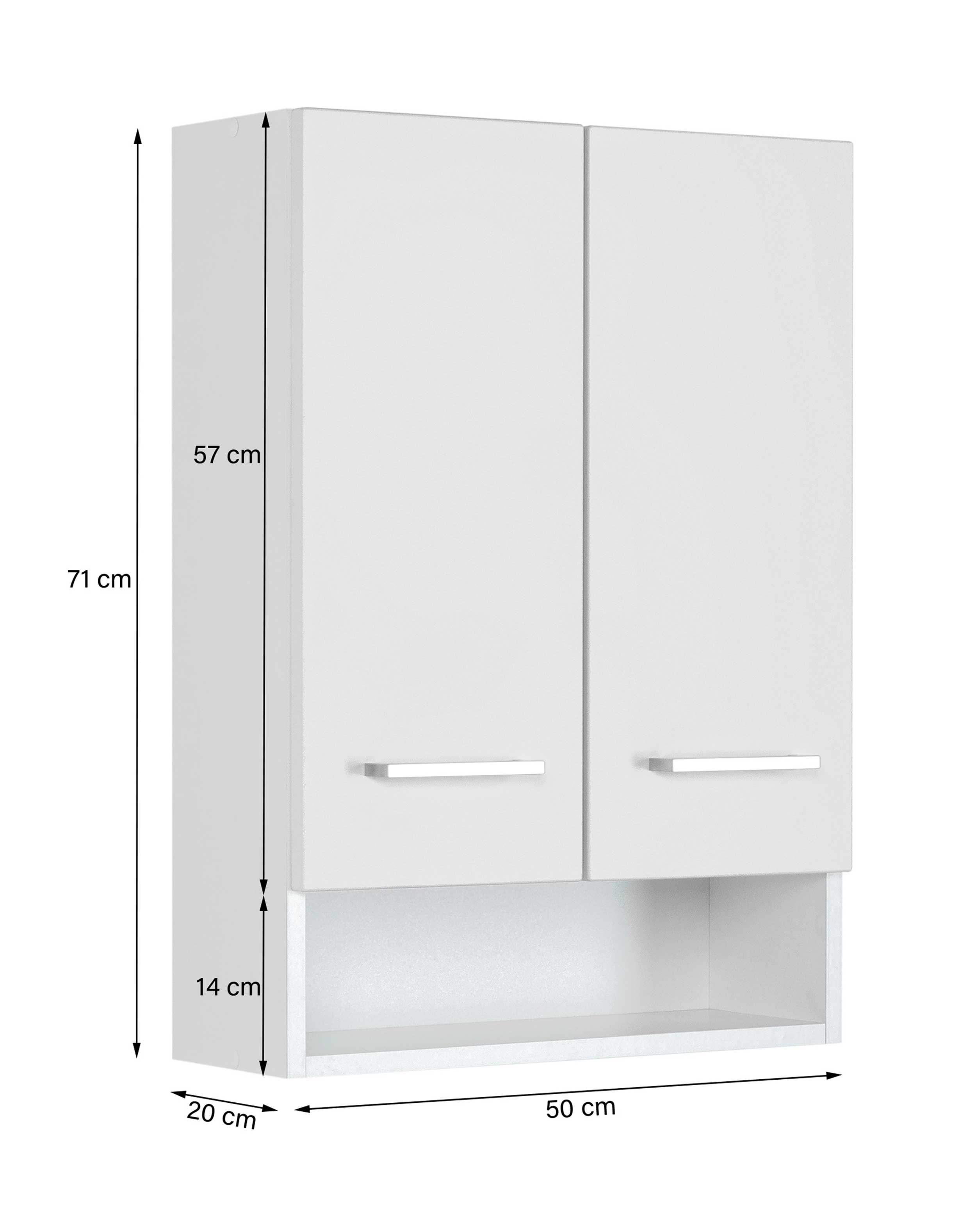 Armoire murale Ricca 50cm 2 portes - blanc/gris clair - Image 8