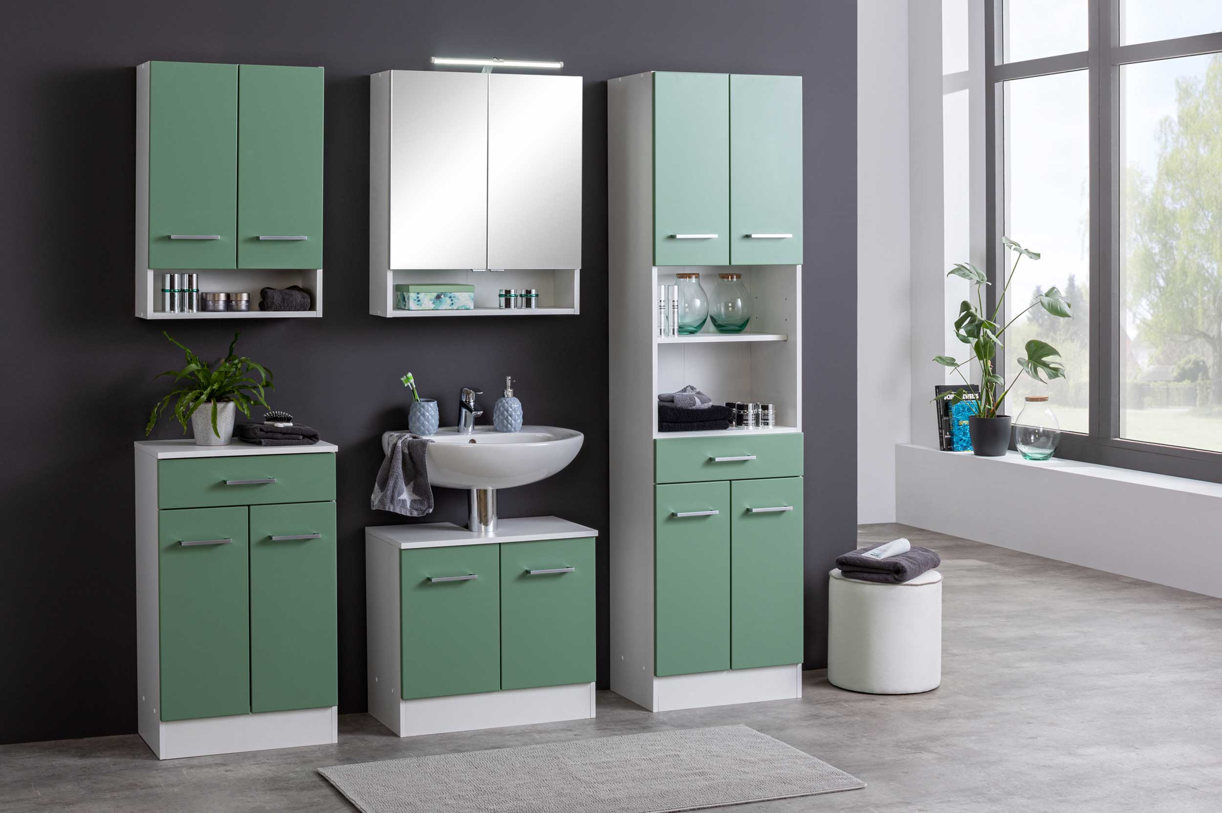 Armoire murale Ricca 50cm 2 portes - blanc/vert - Image 10