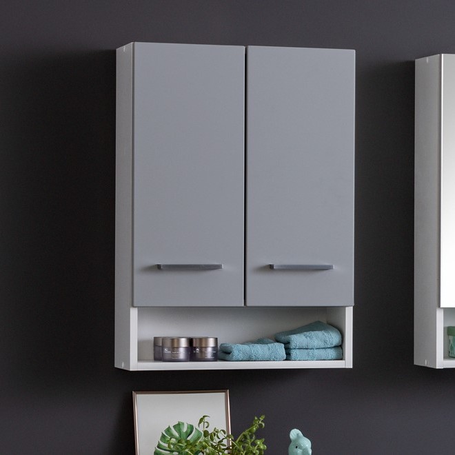 Armoire murale Ricca 50cm 2 portes - blanc/gris clair