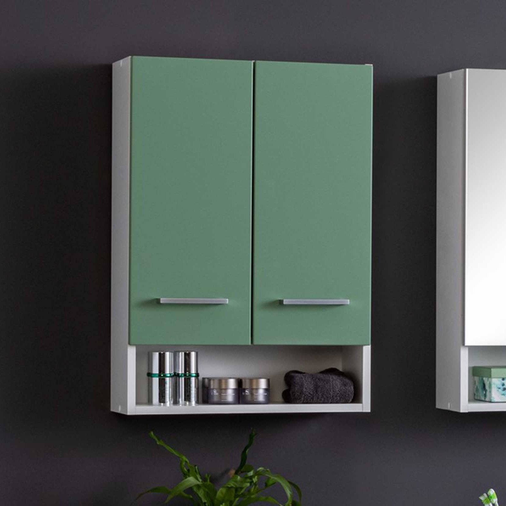 Armoire murale Ricca 50cm 2 portes - blanc/vert