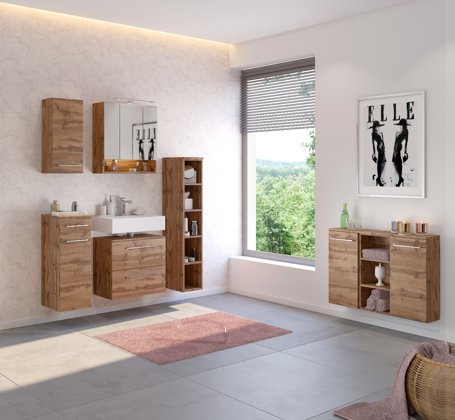 Armoire murale Sefa 30 cm 1 porte - chêne wotan - Image 6