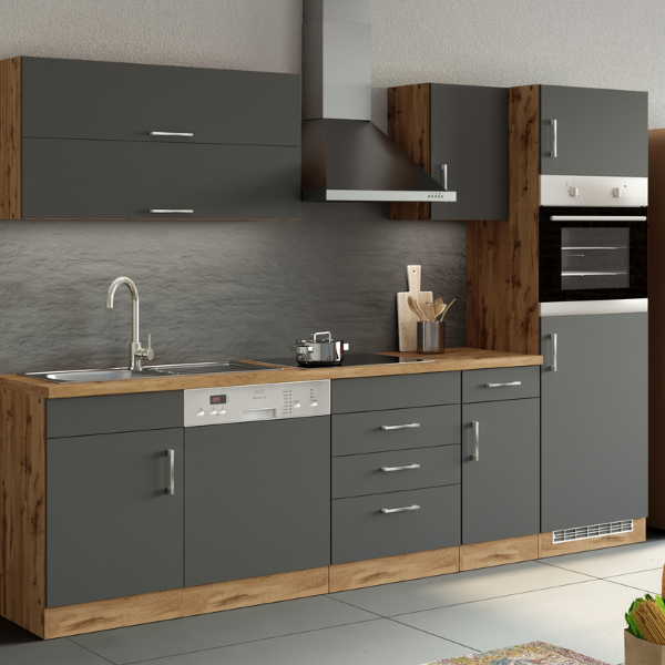 Armoire murale Sorrella 40cm 1 porte - anthracite/chêne - Image 4