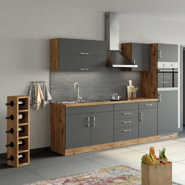 Armoire murale Sorrella 50cm 1 porte - anthracite/chêne - Image 2