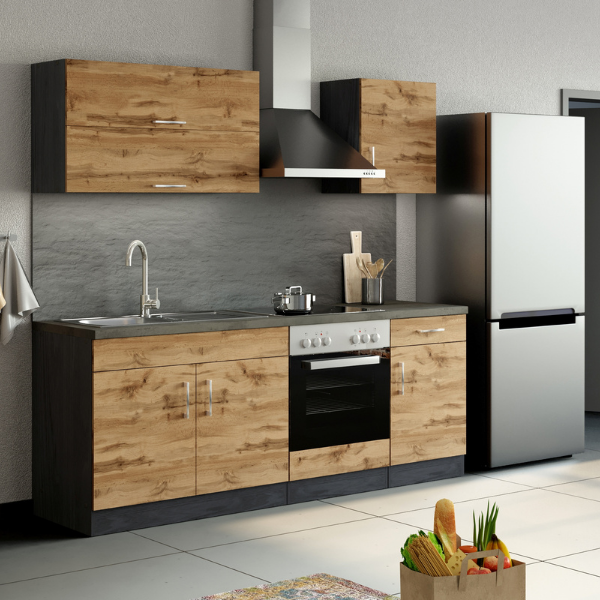 Armoire murale Sorrella 50cm 1 porte - chêne/graphite - Image 2