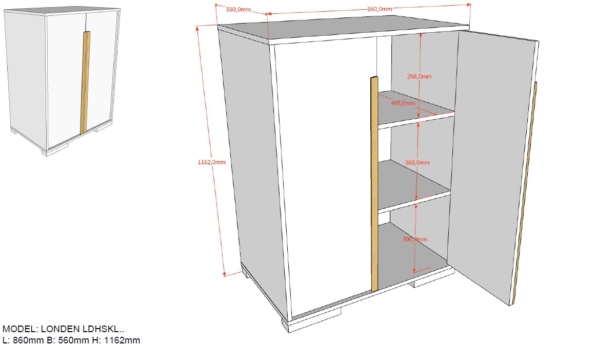 Armoire pour enfants London 98x56x116cm - blanc - Image 3