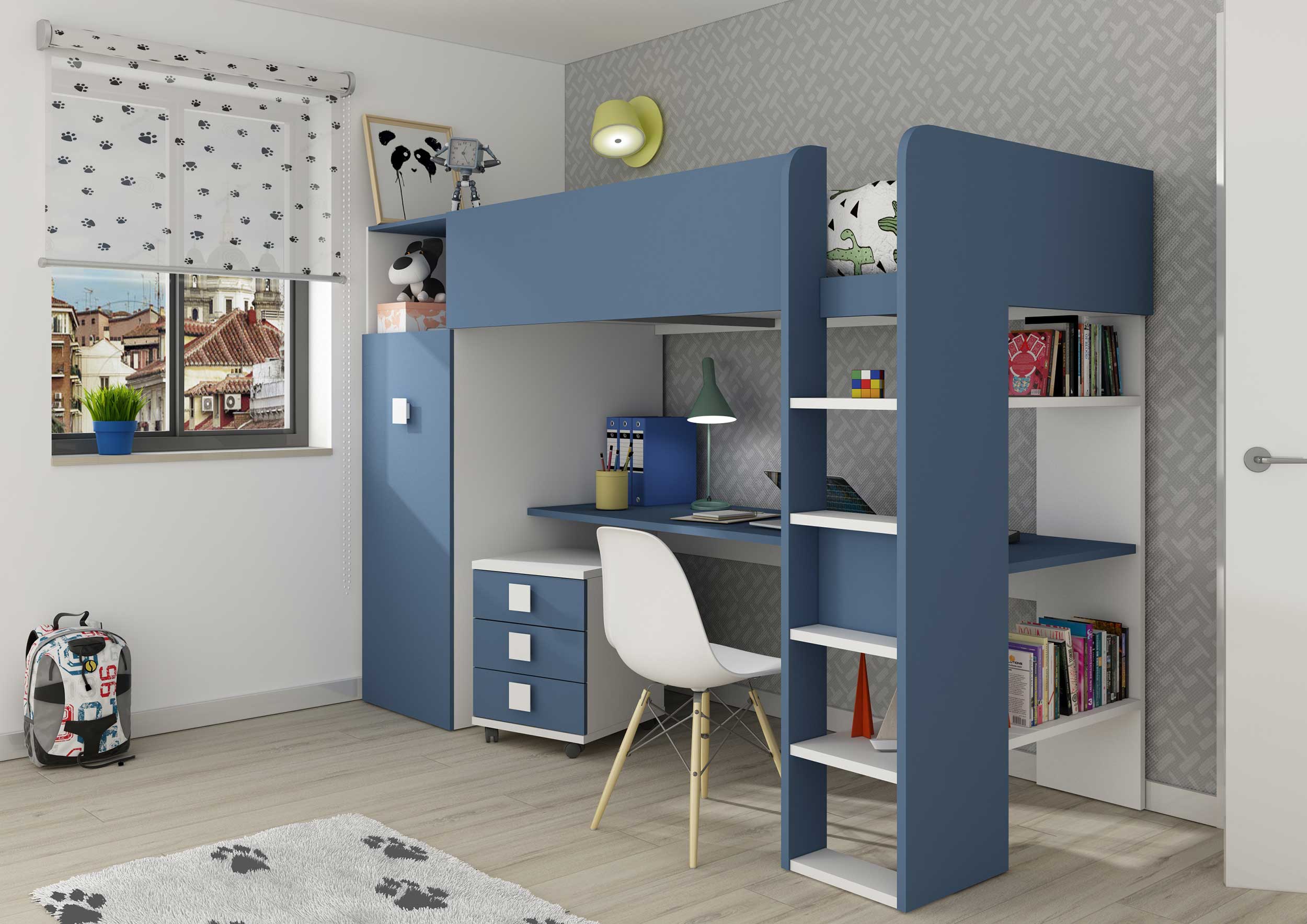 Armoire pour lit mezzanine Jet - bleu - Image 3