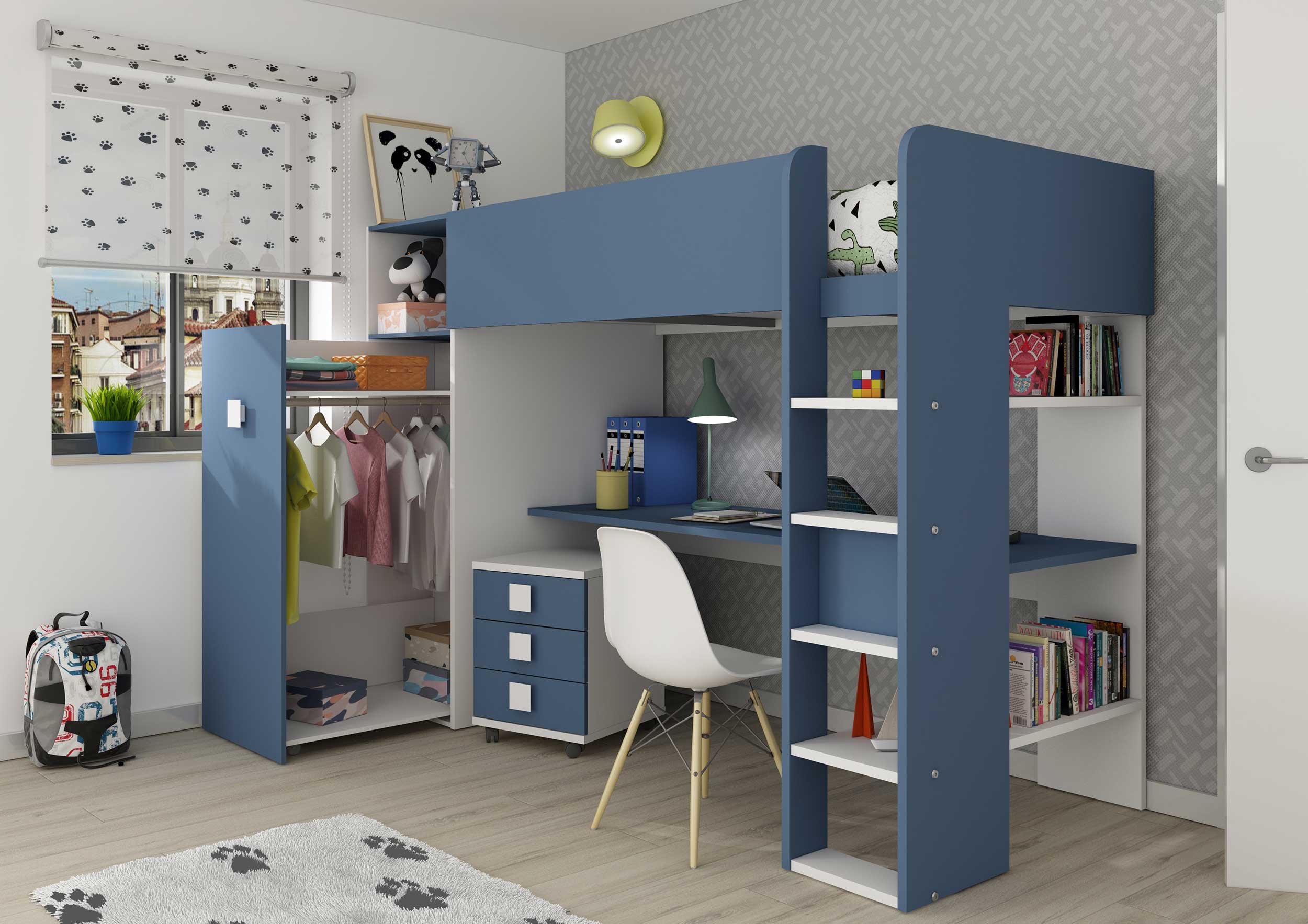 Armoire pour lit mezzanine Jet - bleu - Image 6