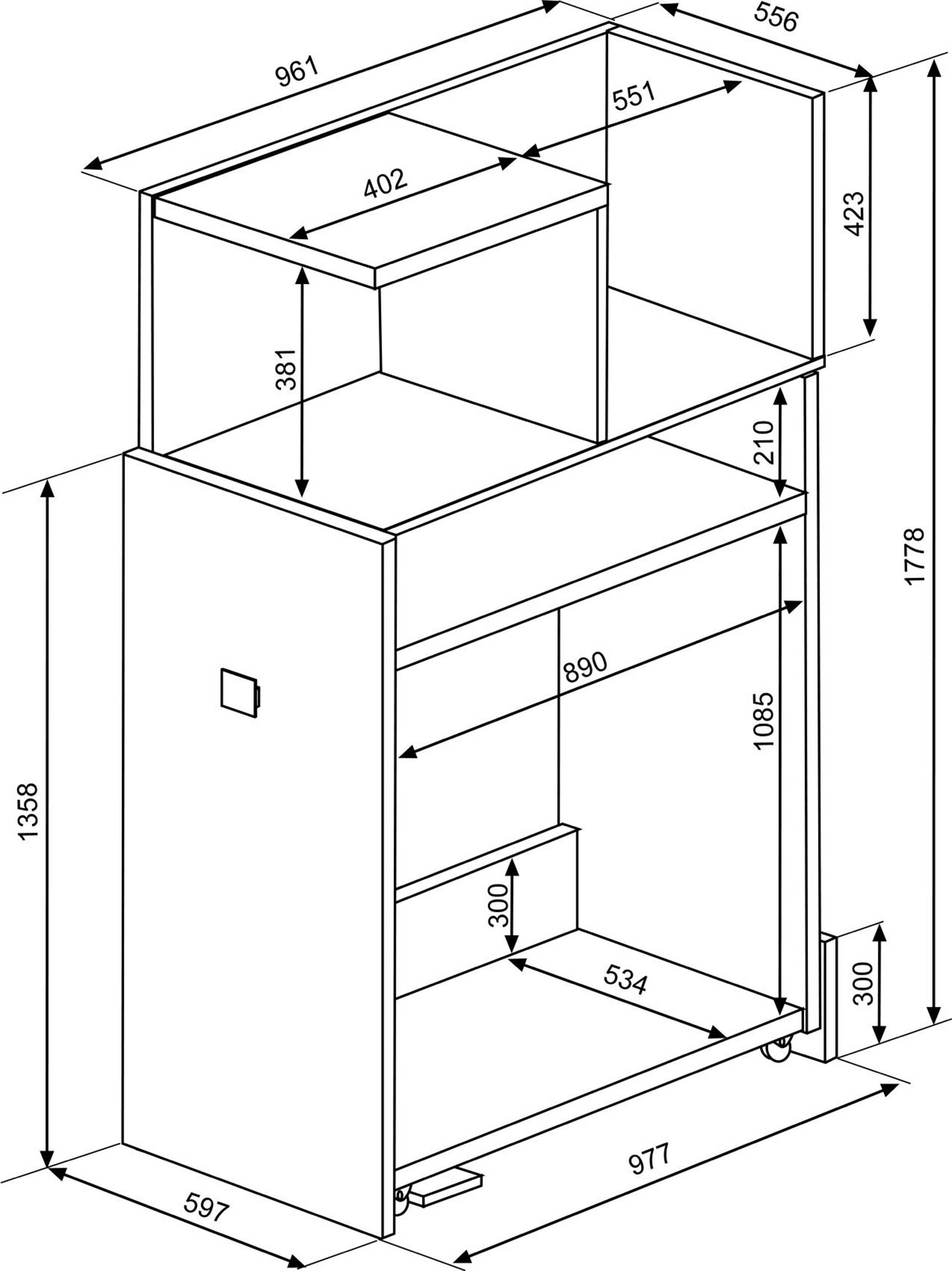 Armoire pour lit mezzanine Jet - vieux rose - Image 10
