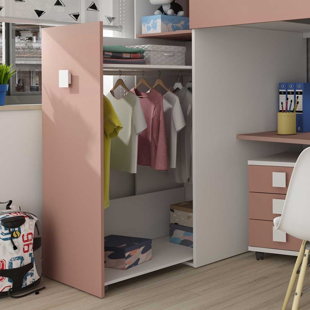 Armoire pour lit mezzanine Jet - vieux rose