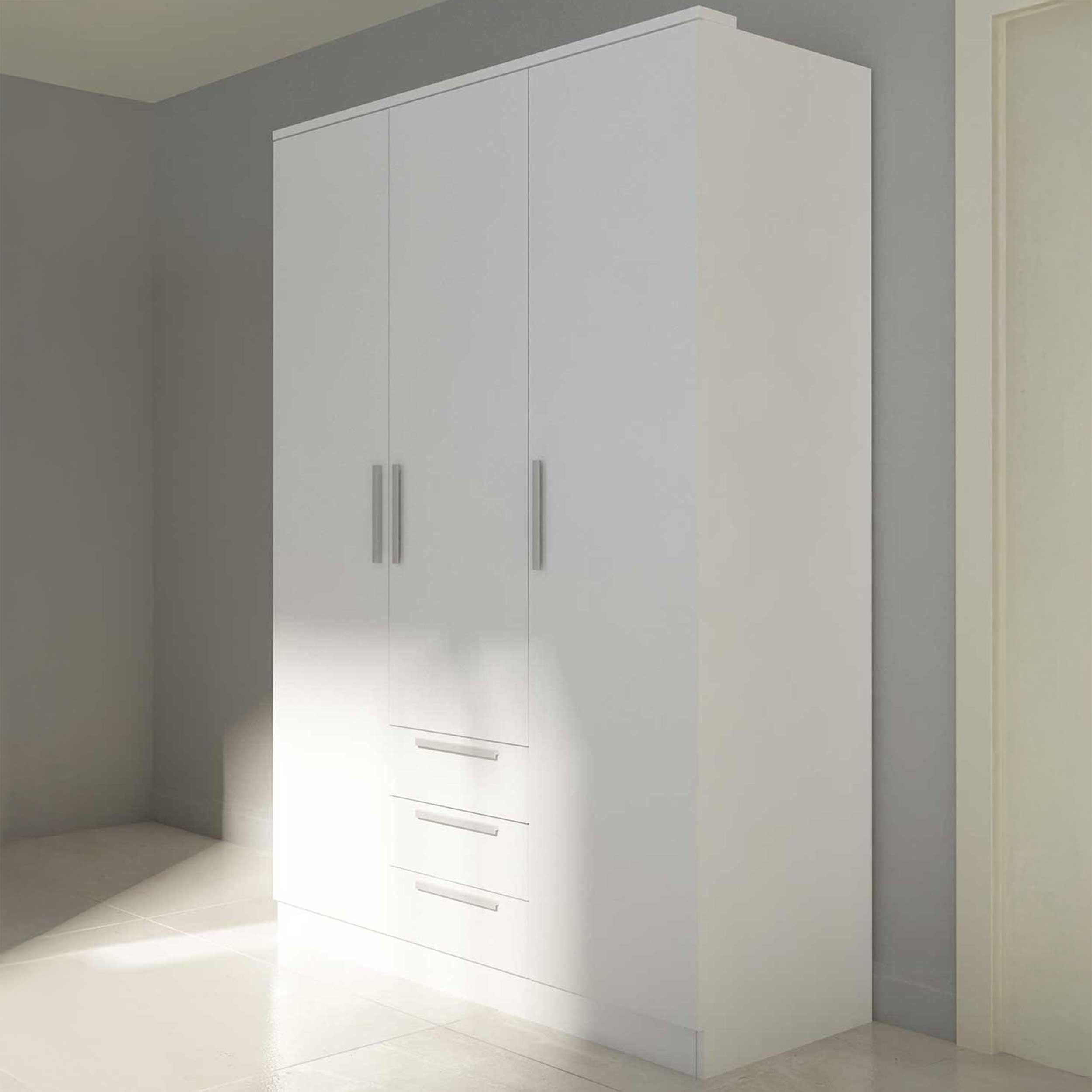 Armoire Ramos 120cm avec 3 portes & 3 tiroirs - blanc