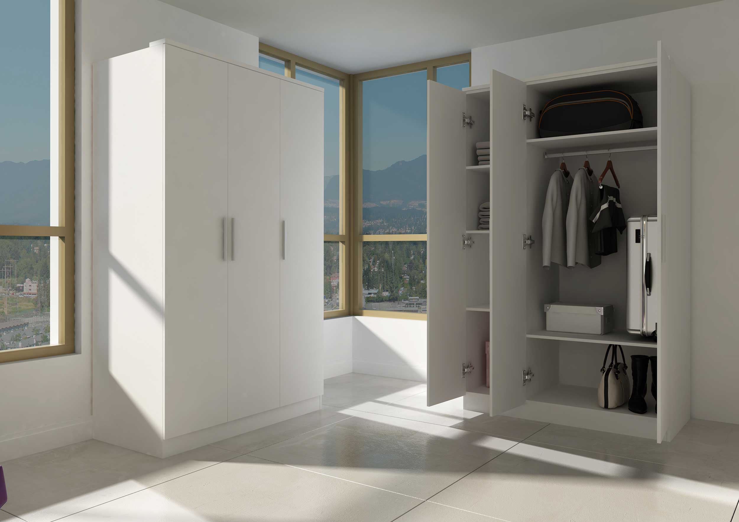 Armoire Ramos 120cm avec 3 portes - blanc - Image 4