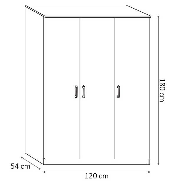 Armoire Ray 120cm avec 3 portes - chêne gris - Image 2
