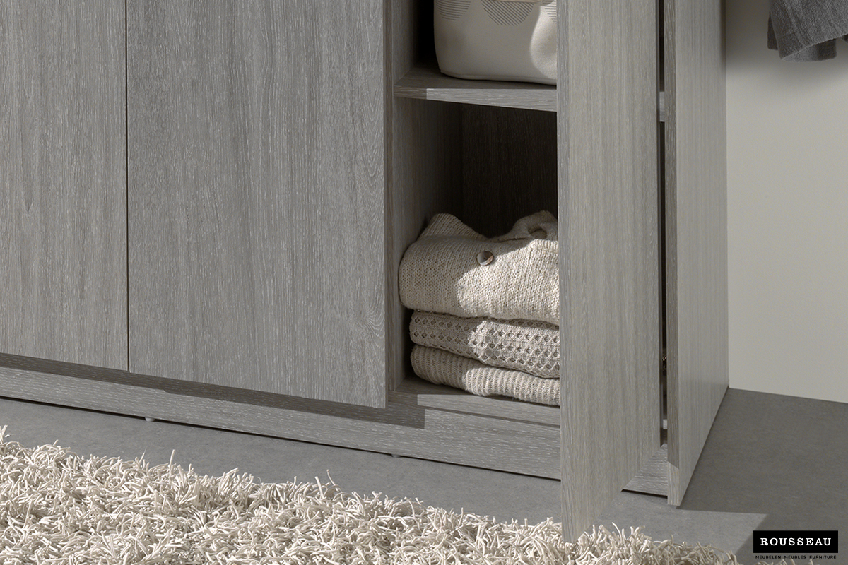 Armoire Ray 120cm avec 3 portes - chêne gris - Image 4