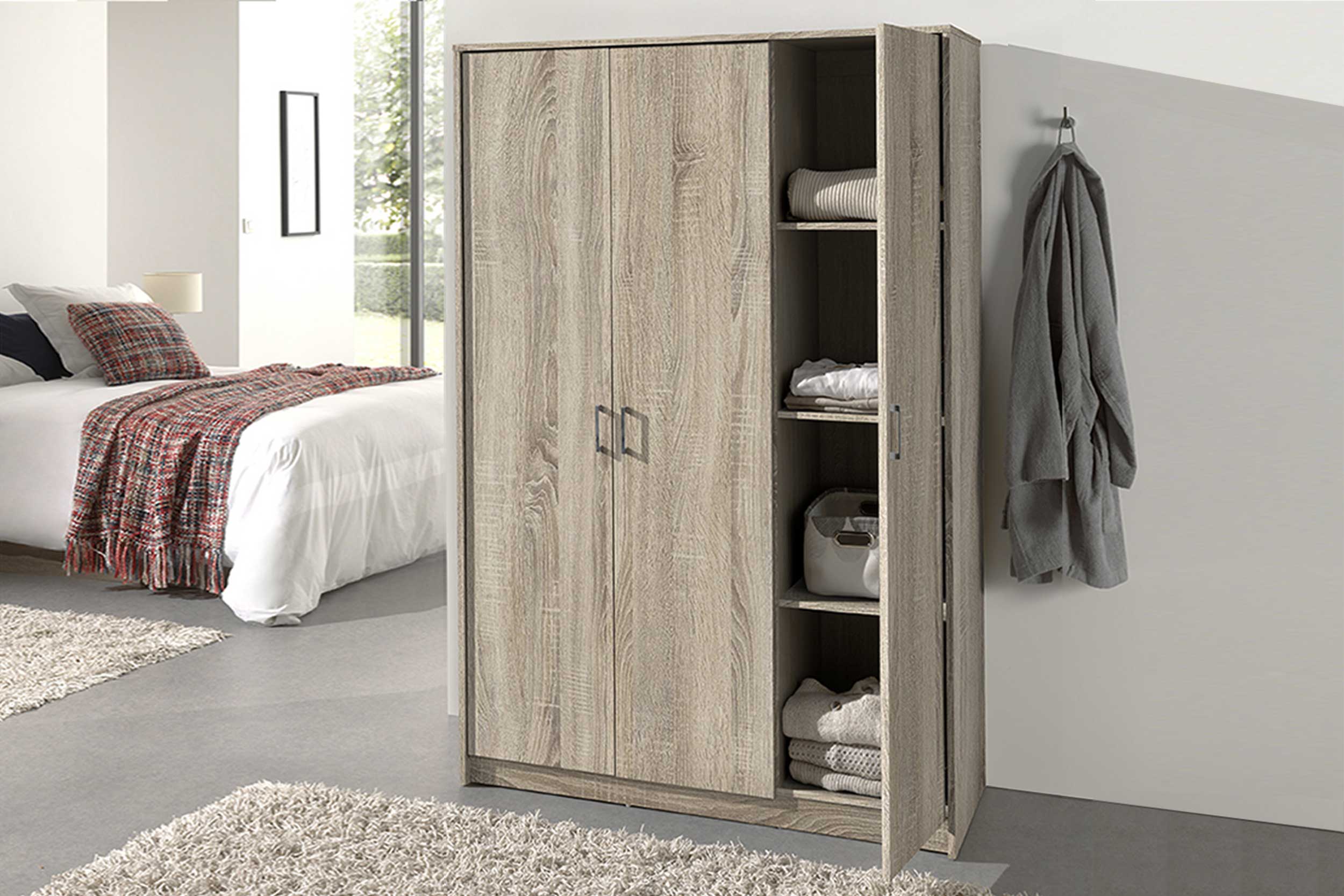 Armoire Ray 120cm avec 3 portes - chêne sonoma - Image 7