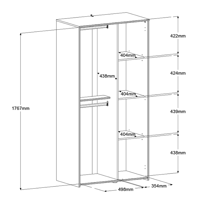 Armoire Rue avec 2 portes - blanc/gris ou blanc/rose - Image 4