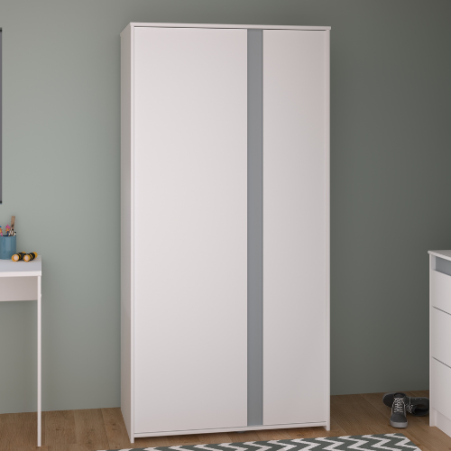 Armoire Rue avec 2 portes - blanc/gris ou blanc/rose - Image 1
