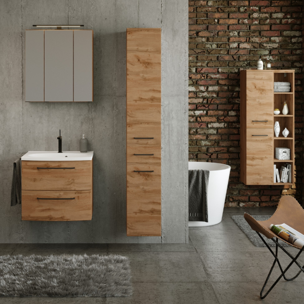 Armoire salle de bain Malvo 55cm 2 portes - chêne - Image 2