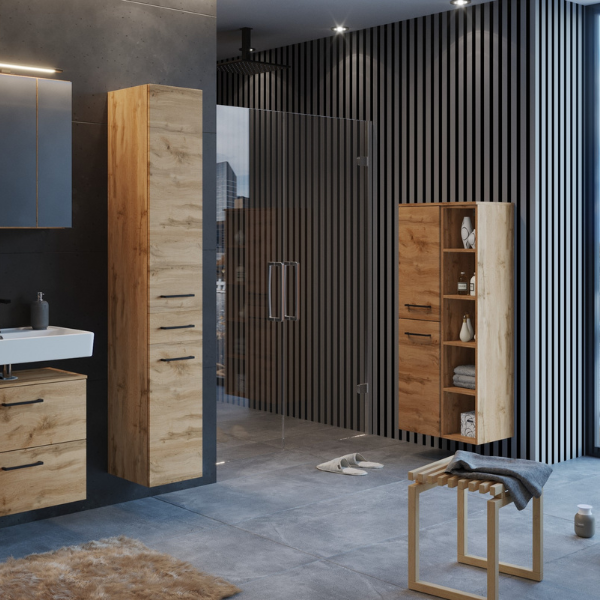 Armoire salle de bain Malvo 55cm 2 portes - chêne - Image 5