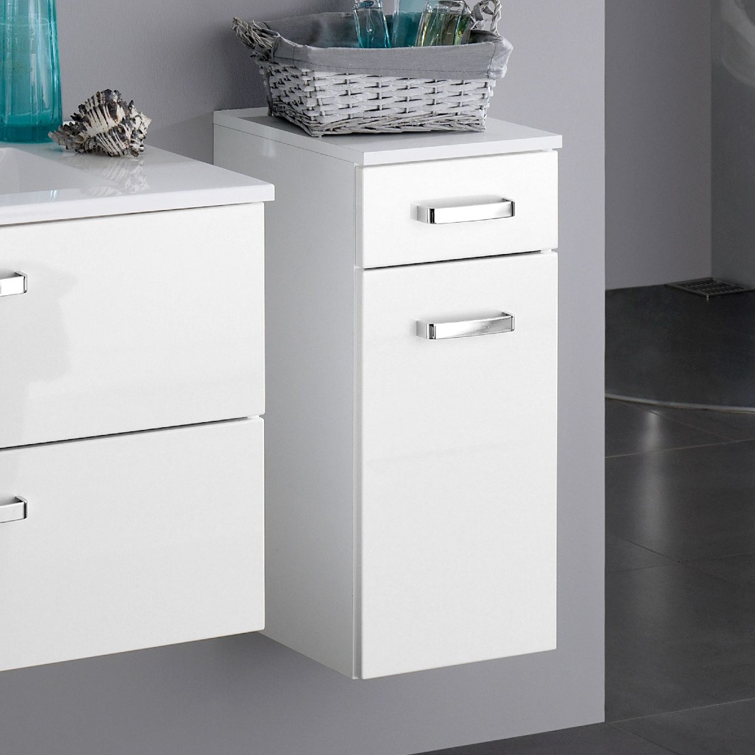 Armoire salle de bains Bobbi 30cm 1 tiroir et 1 porte - blanc