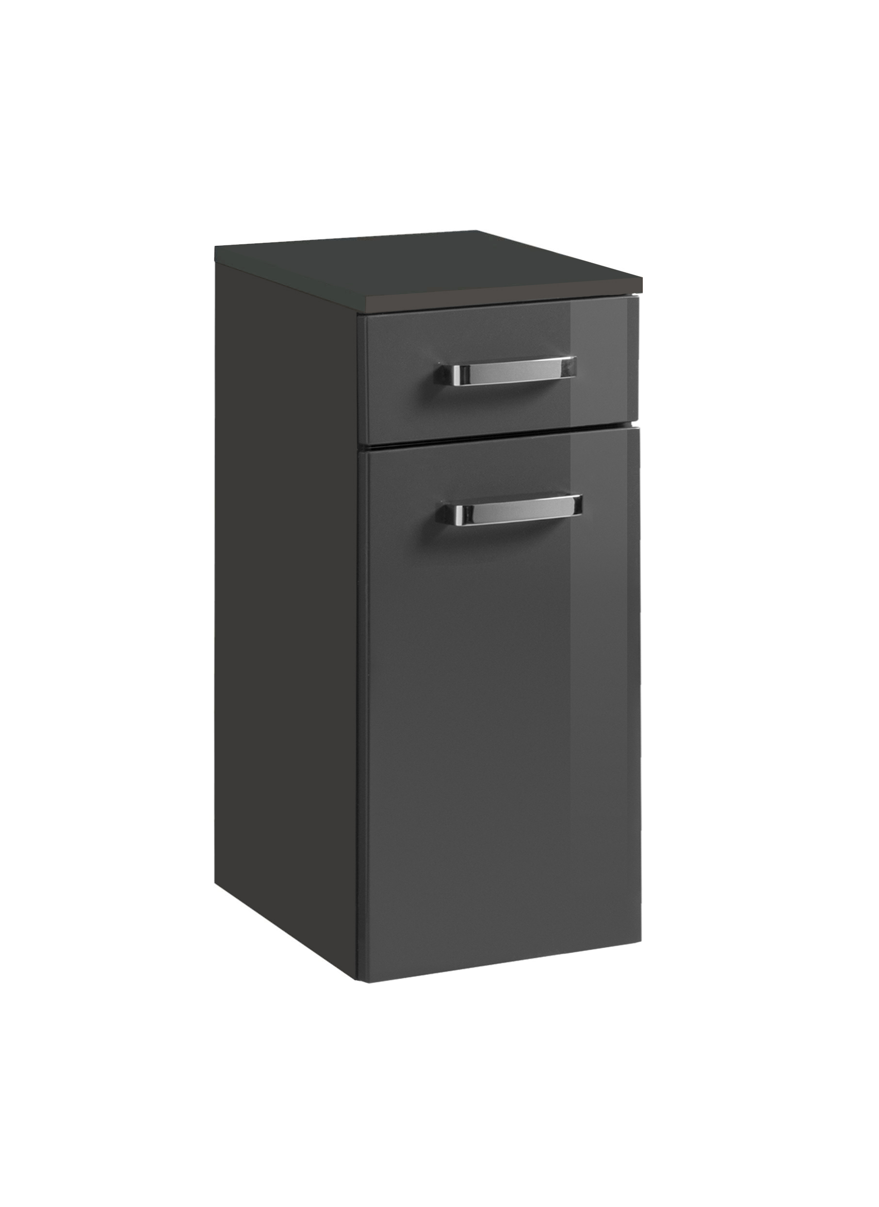 Armoire salle de bains Bobbi 30cm 1 tiroir et 1 porte - graphite/gris brillant - Image 6