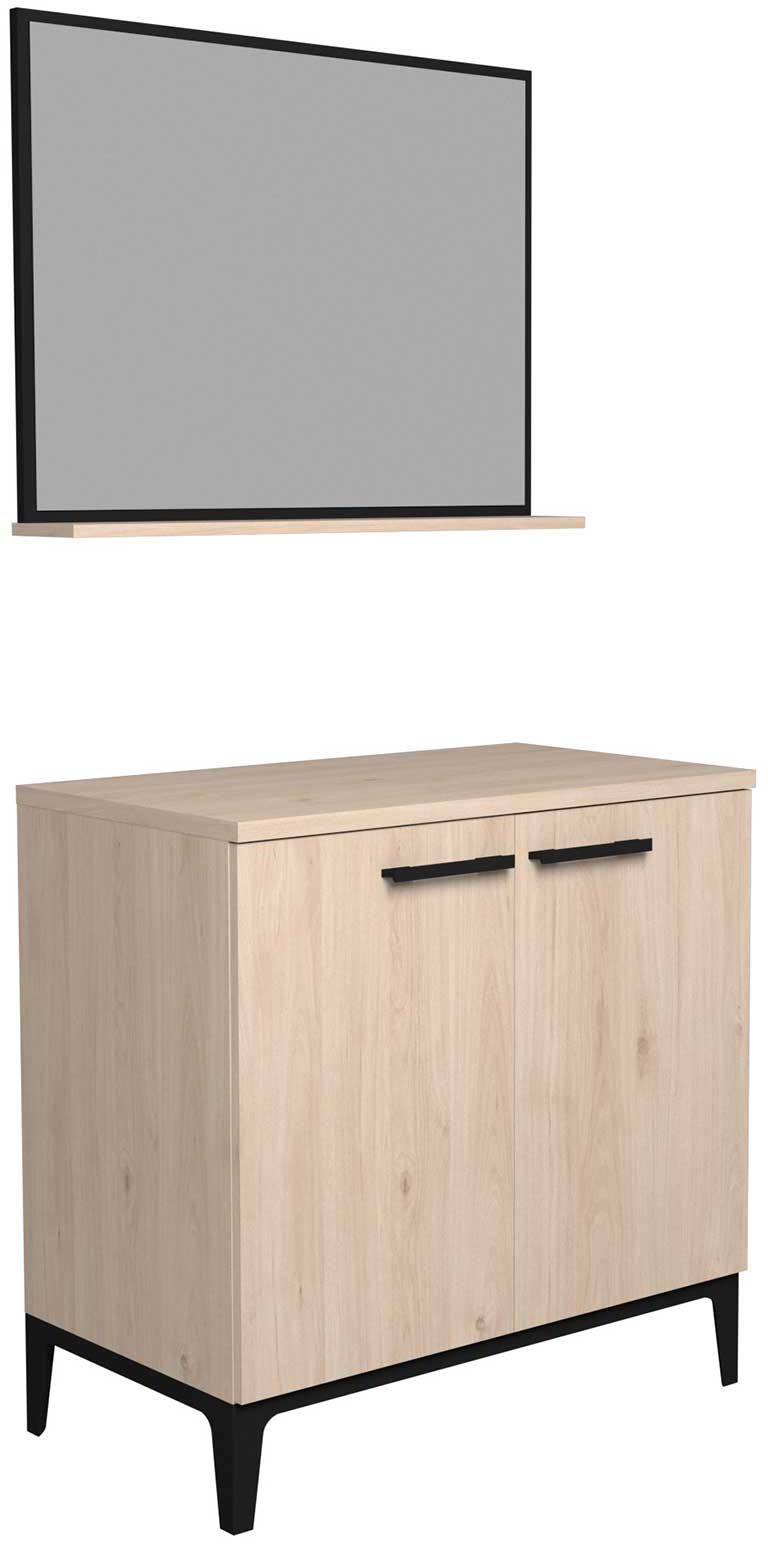 Armoire salle de bains Dotan à 2 portes & miroir  - chêne - Image 12