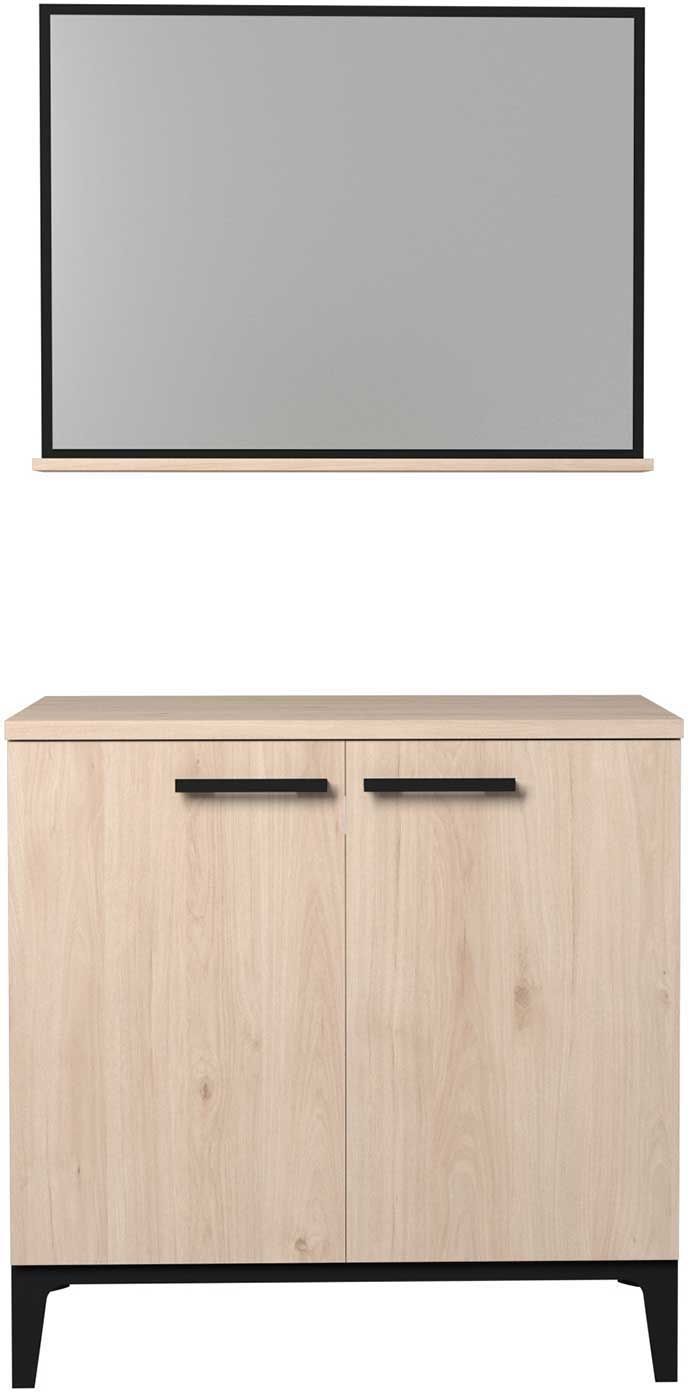 Armoire salle de bains Dotan à 2 portes & miroir  - chêne - Image 4