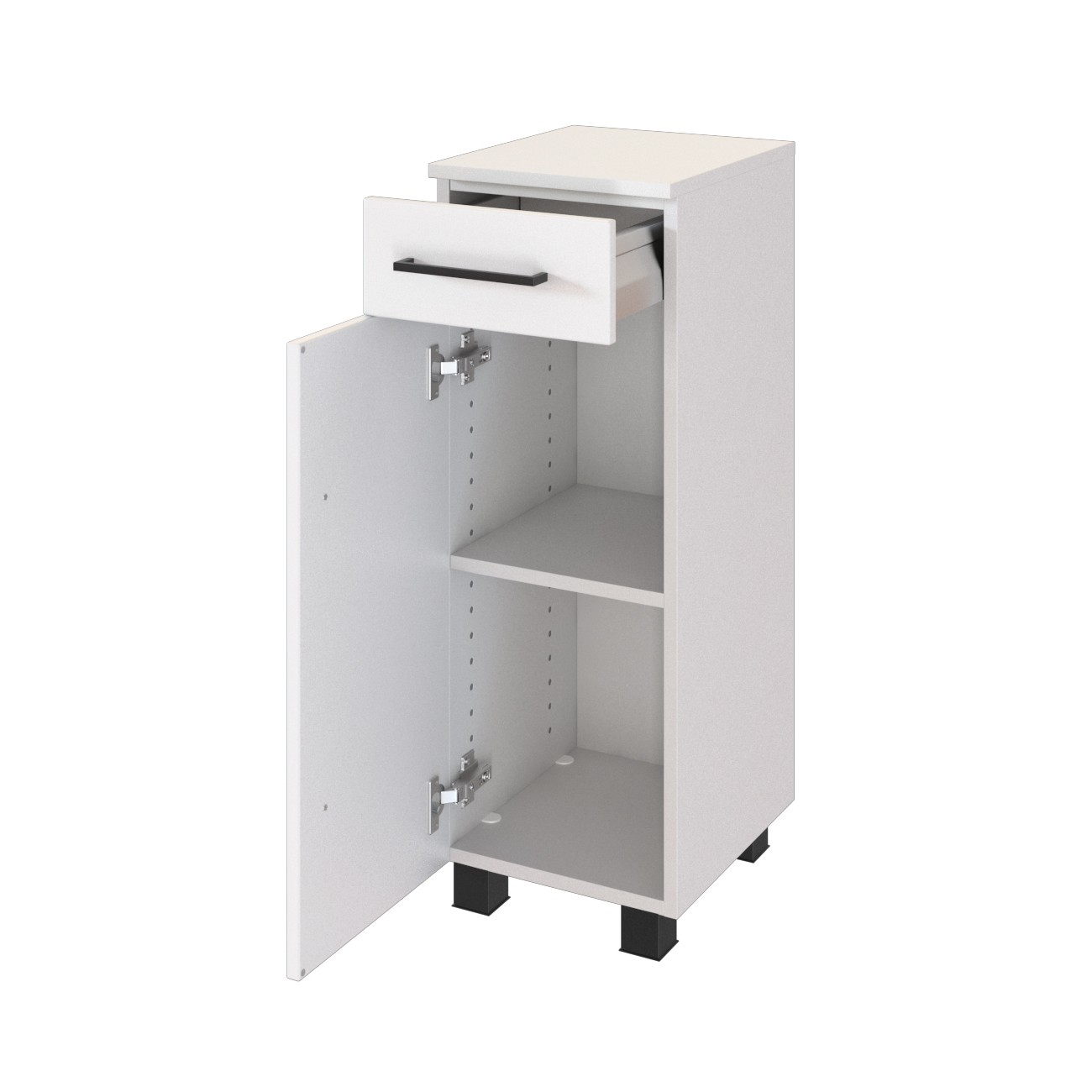 Armoire salle de bains Dusan 30cm à 1 porte & 1 tiroir - blanc - Image 6