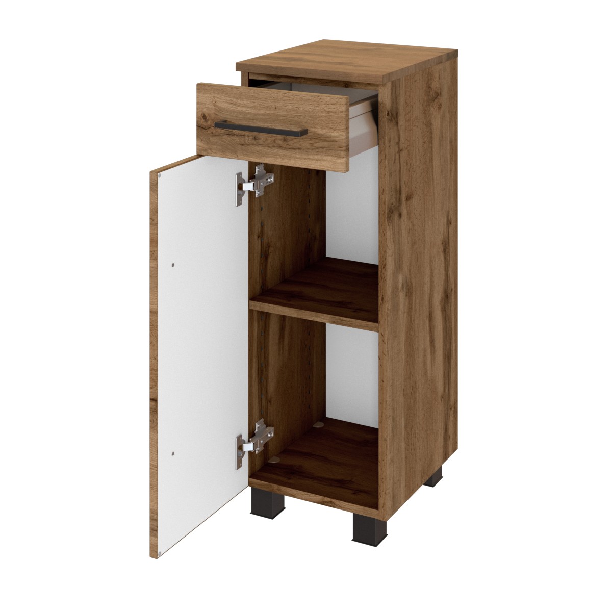 Armoire salle de bains Dusan 30cm à 1 porte & 1 tiroir - chêne wotan - Image 7